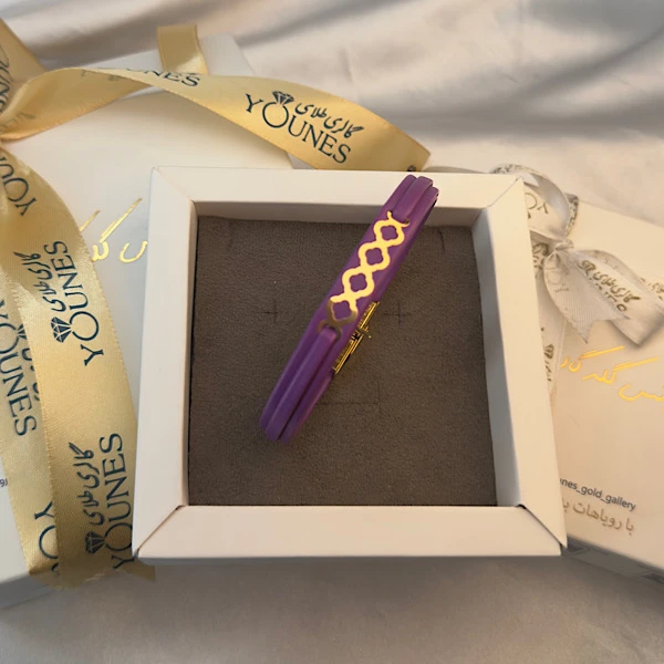 تصویر دوم دستبند طلا زنانه چرم ونکلیف